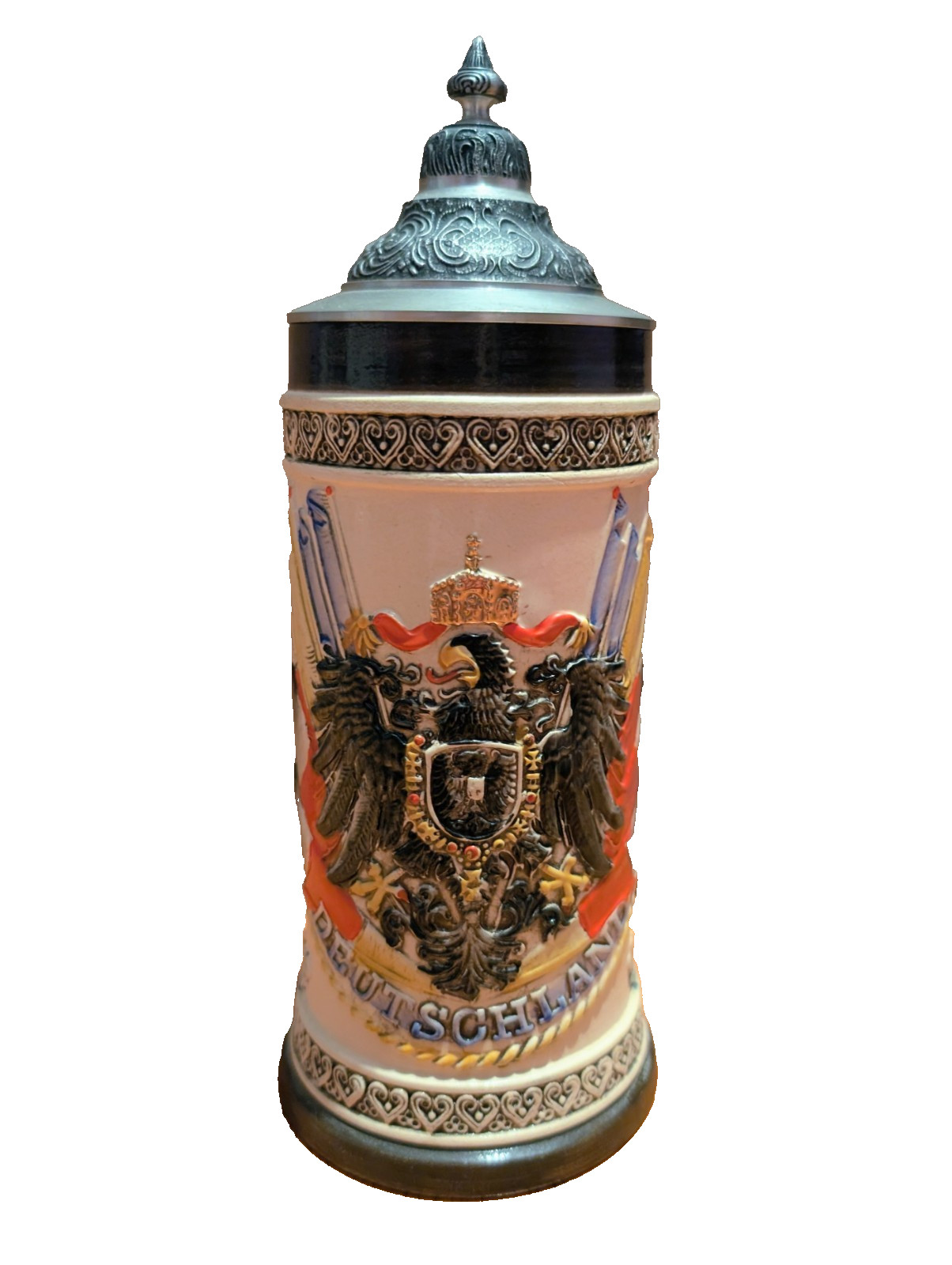 Vintage Handarbeit by Armin Bay German Pewter Lid Beer Stein