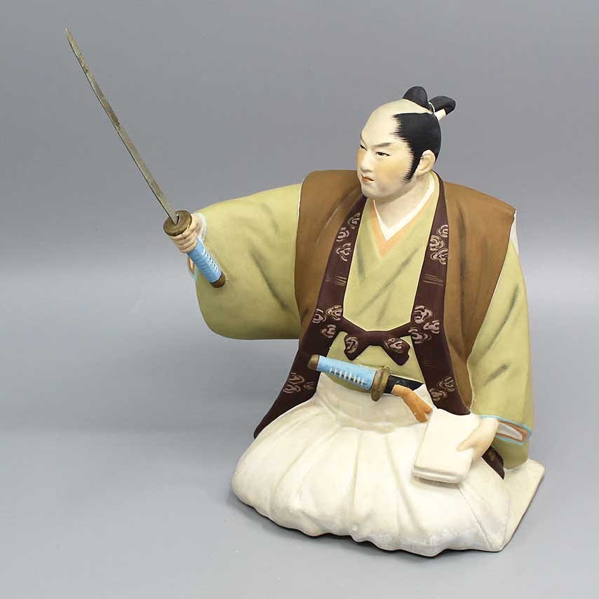 Vintage 1950s Hakata Urasaki Japanese Samurai Doll Hand Painted Clay Figurine Vintage 1950s Hakata Urasaki Japanese Samurai Doll Hand Painted Clay Figurine