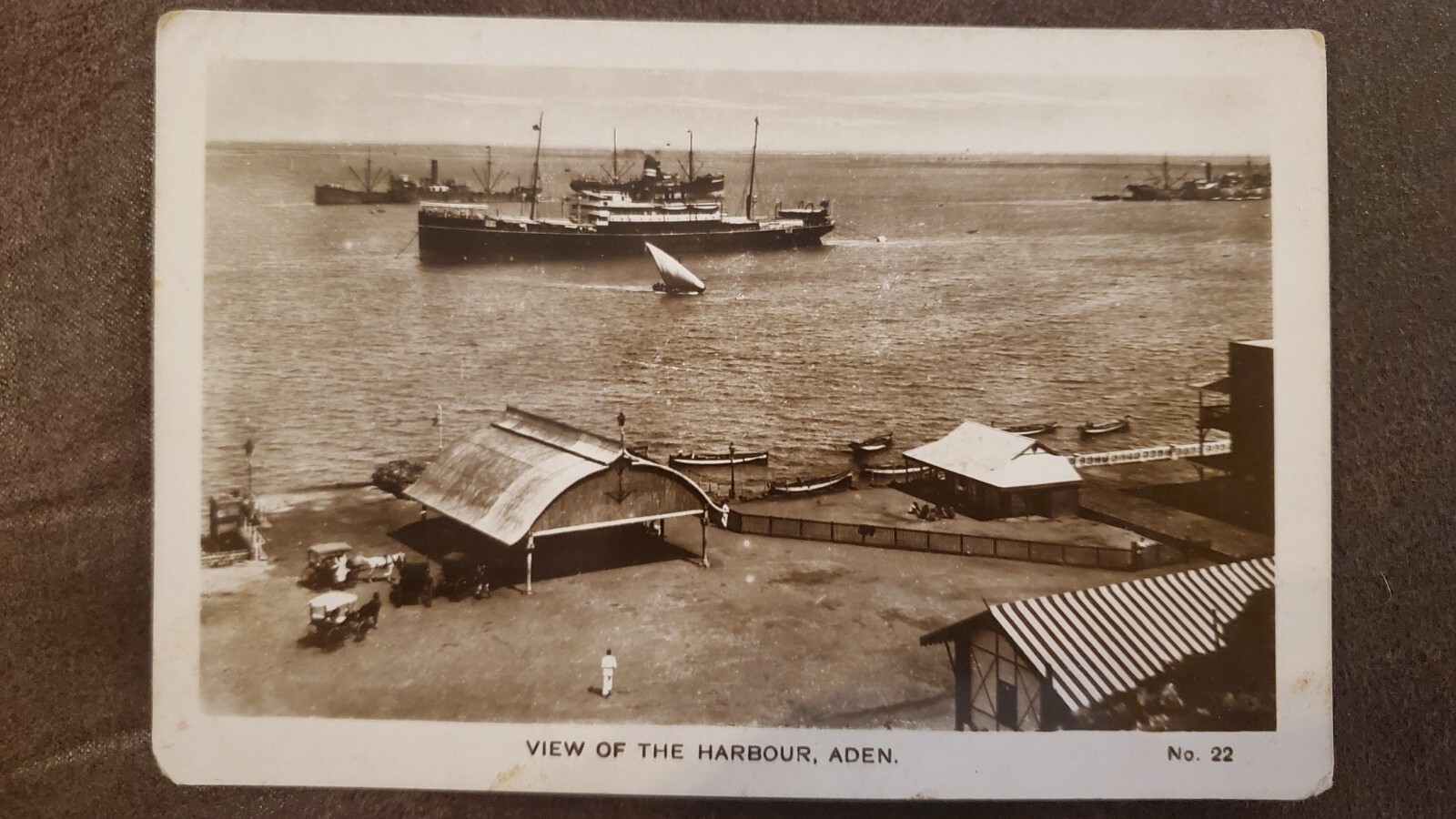 Vintage 1930\'s Post Card View of the Harbour, Aden No.22 Real Photo Mail