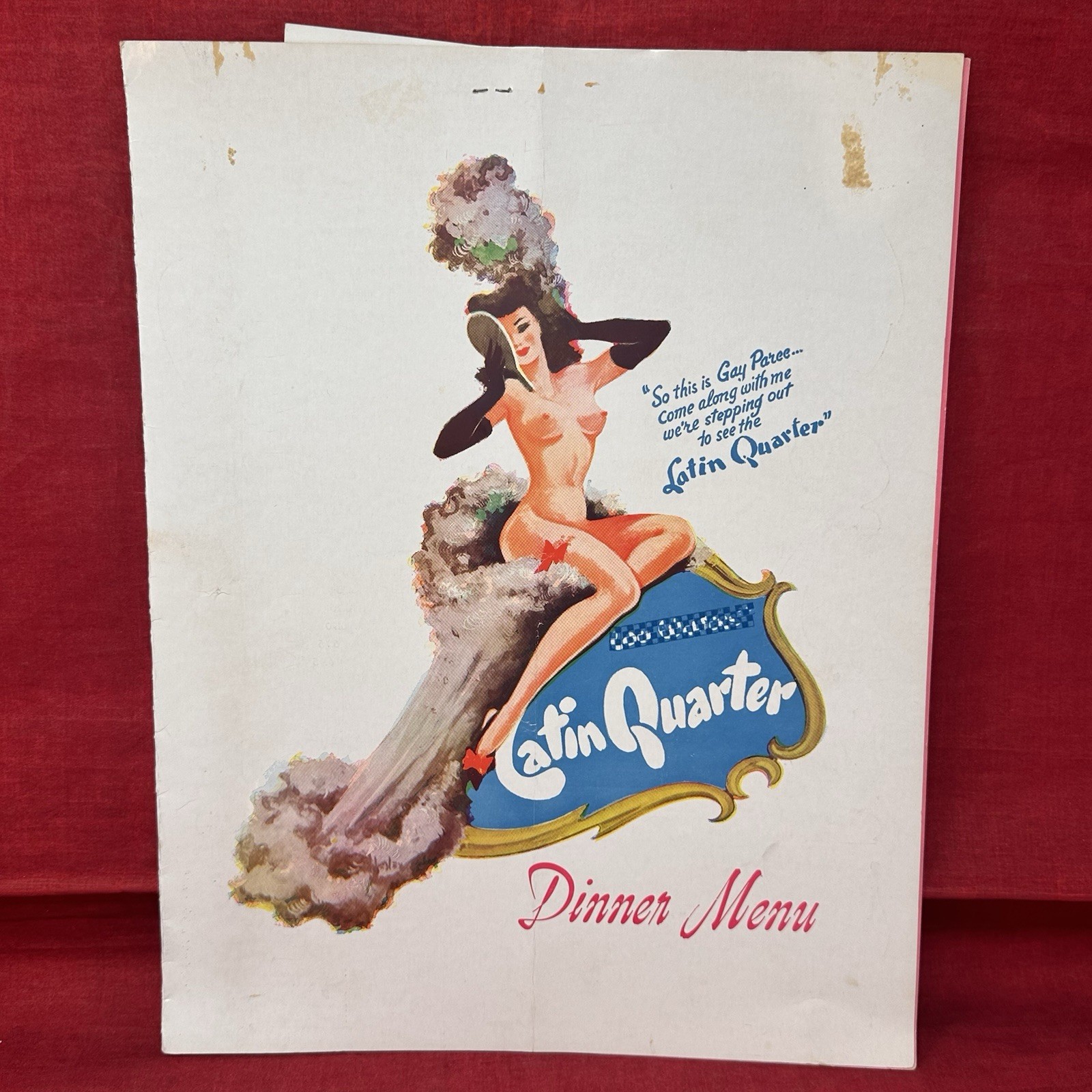 1958 Lou Walters Latin Quarter Cabaret Showgirl Dinner Menu Dec 10 Nightclub VTG