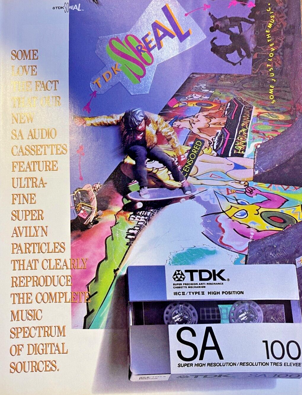 1989 Vintage Magazine Advertisement TDK SA Audio Cassettes