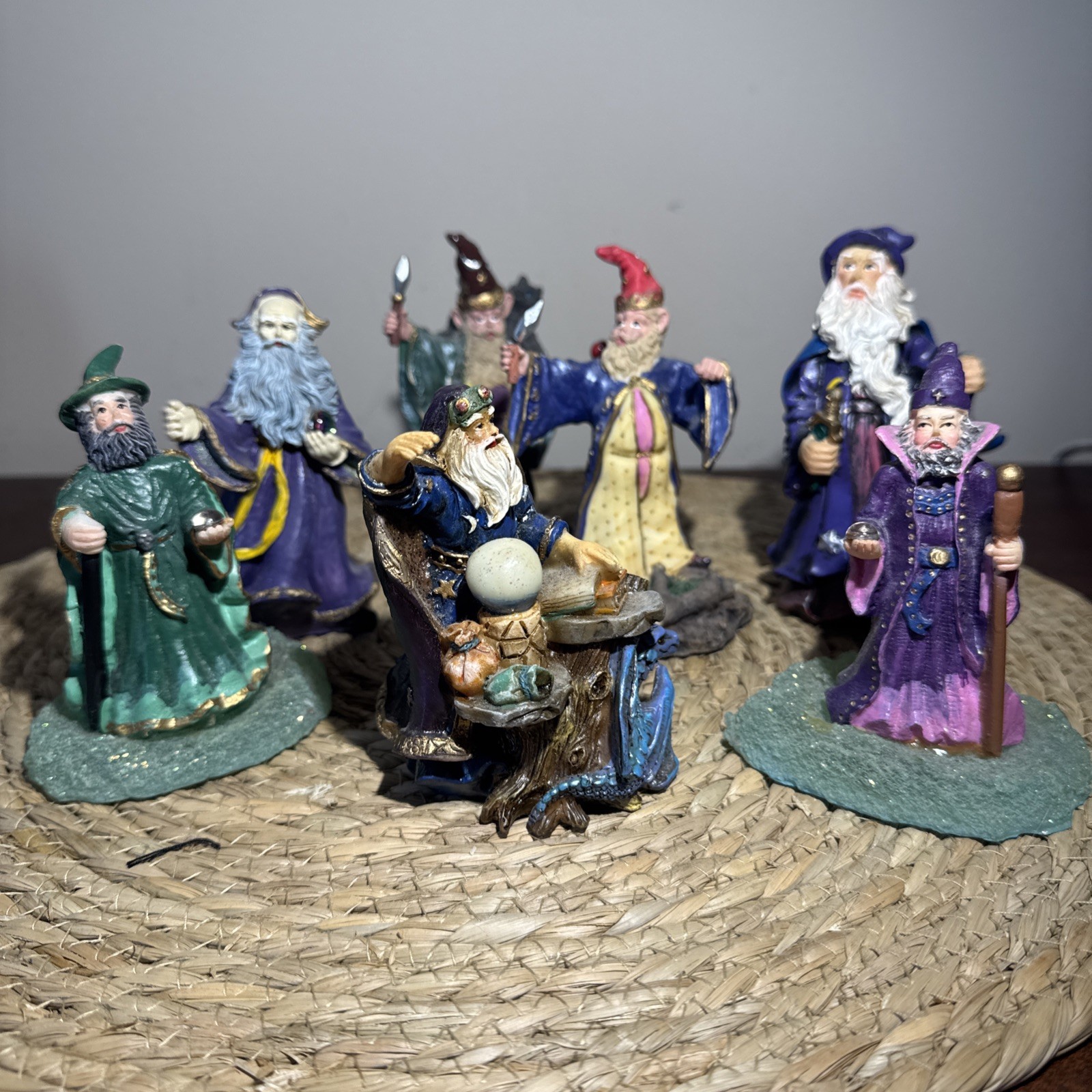 Vintage Wizard Figurines Lot of 7 Fantasy Wizards Crystal Ball Vintage Wizard Figurines Lot of 7 Fantasy Wizards Crystal Ball