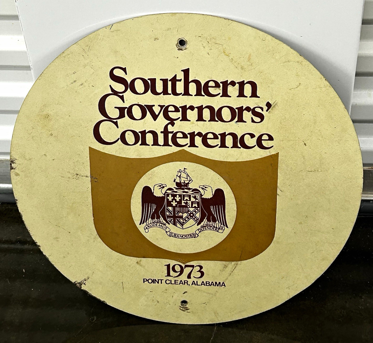 Original 1973 Southern Governors' Conference Heavy Aluminum Wayfinding Sign