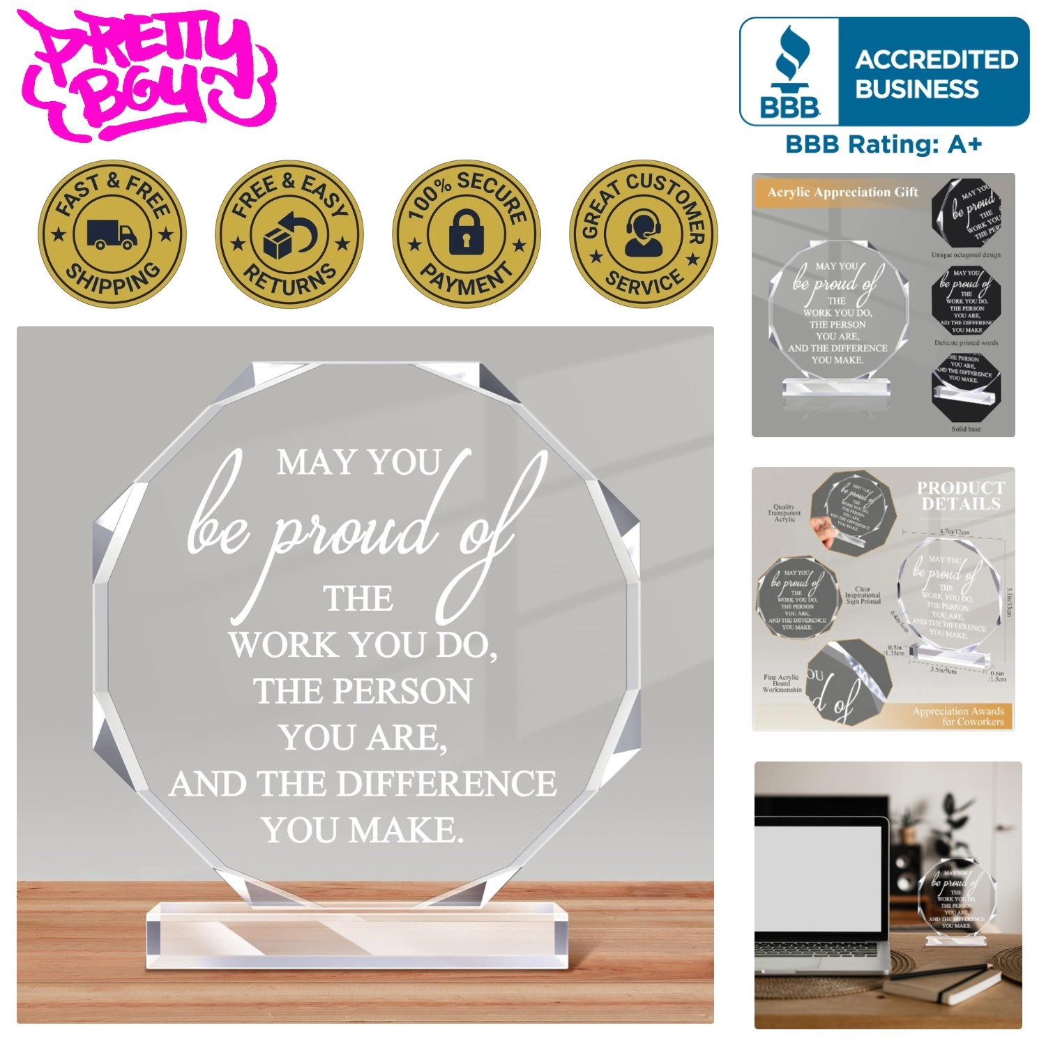 Inspirational Acrylic Thank You Sign - Perfect Gift for Nurses and Teachers
