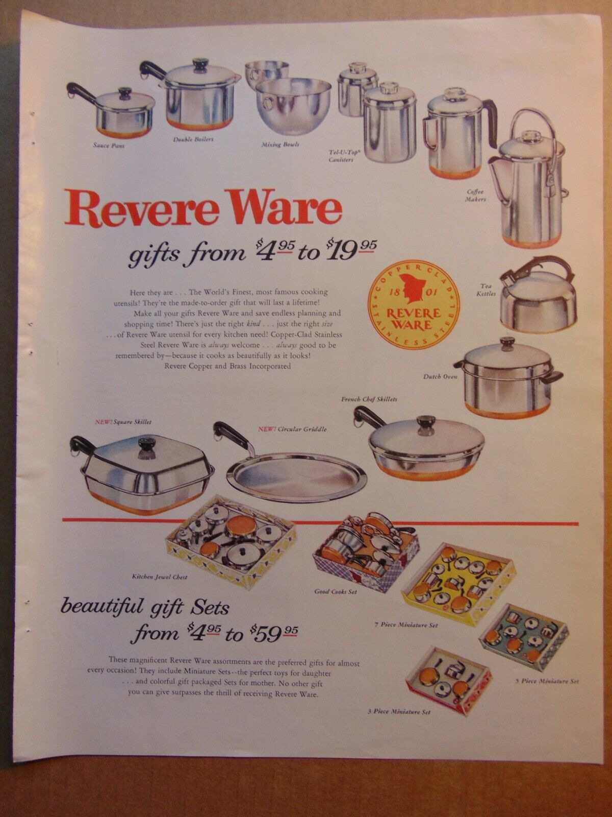 1956 REVERE WARE Beautiful Gift Sets from 4.95 vintage art print ad