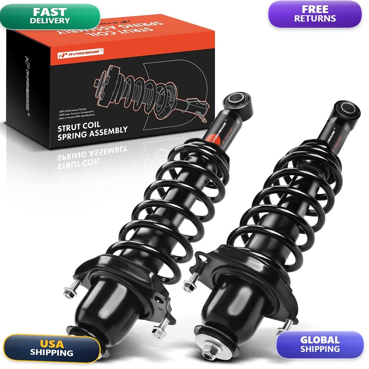 A-Premium Rear Complete Strut Assemblies Coil Springs, Set Of 2 APSA0504 A-Premium Rear Complete Strut Assemblies Coil Springs, Set Of 2 APSA0504