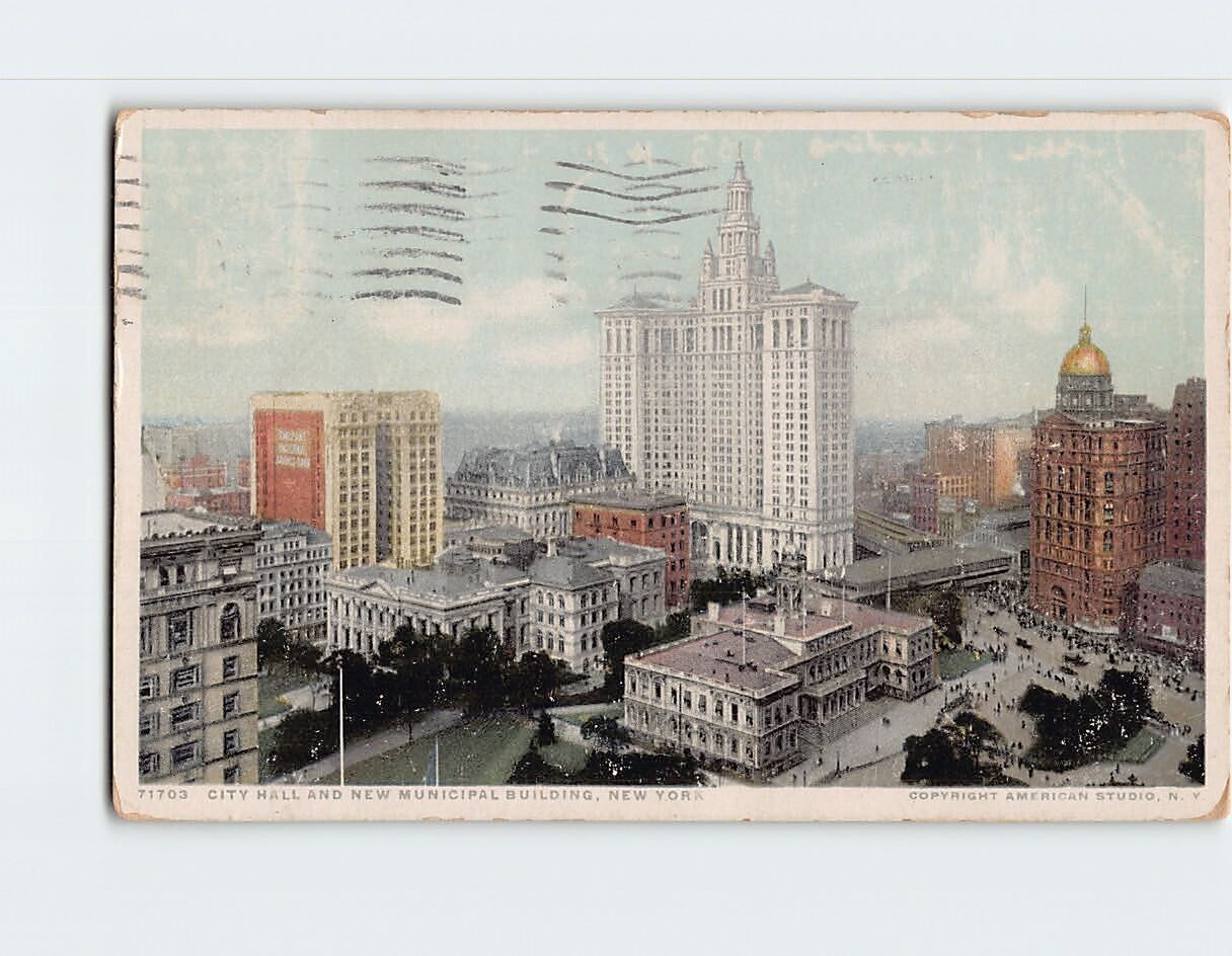 Postcard City Hall and New Municipal Building New York USA