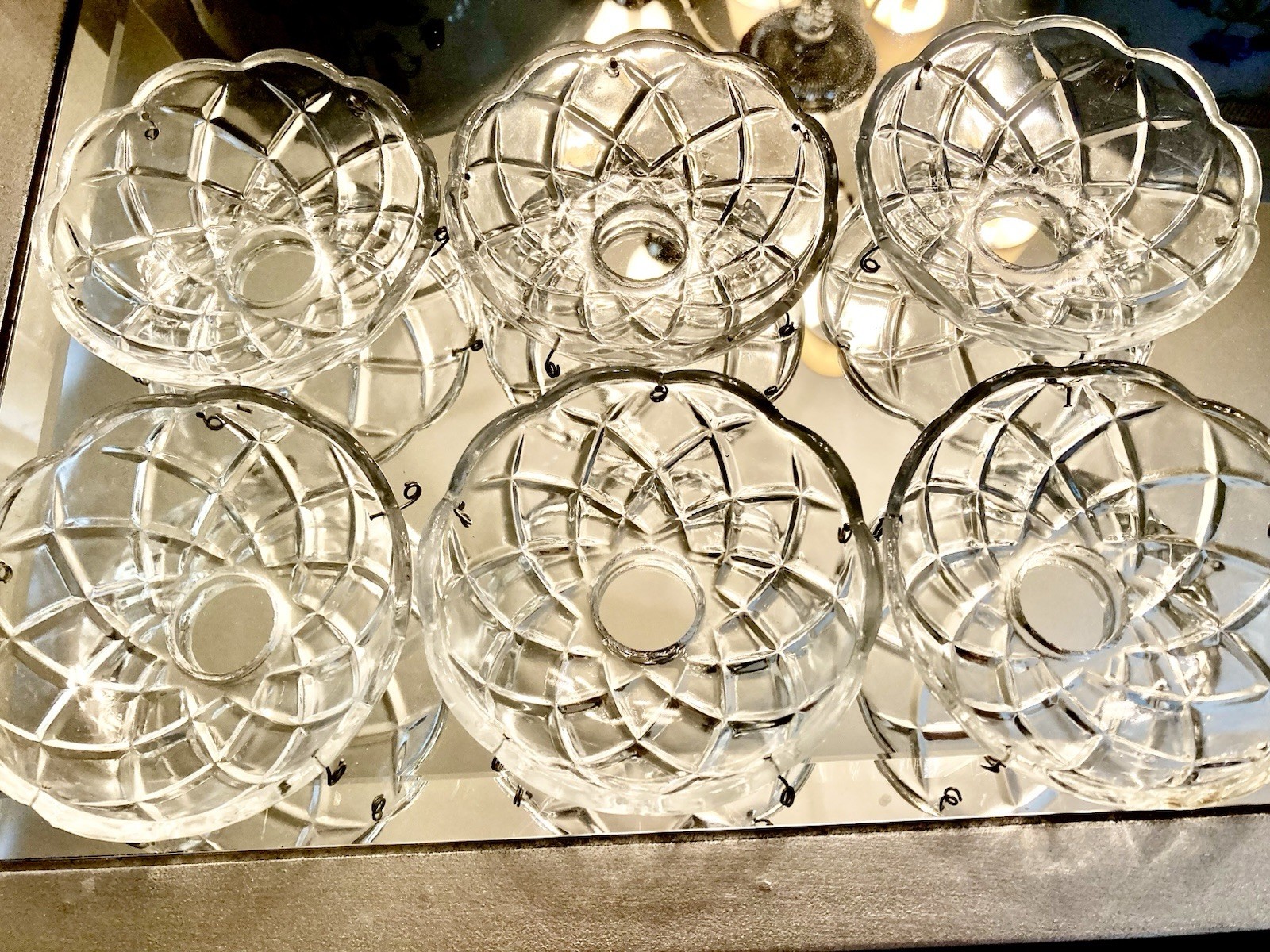 SET 6 Vintage Bobeches to Crystal Chandelier Lamp Parts