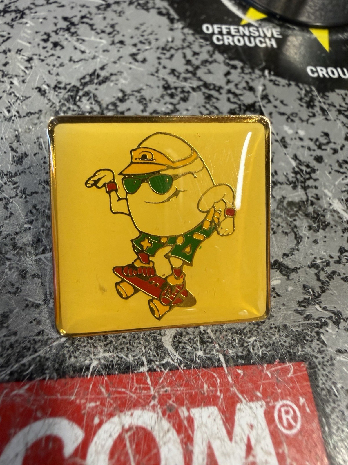 Vintage 1980s 1990s California Fresh Eggs Skateboard Advertising Lapel Pin