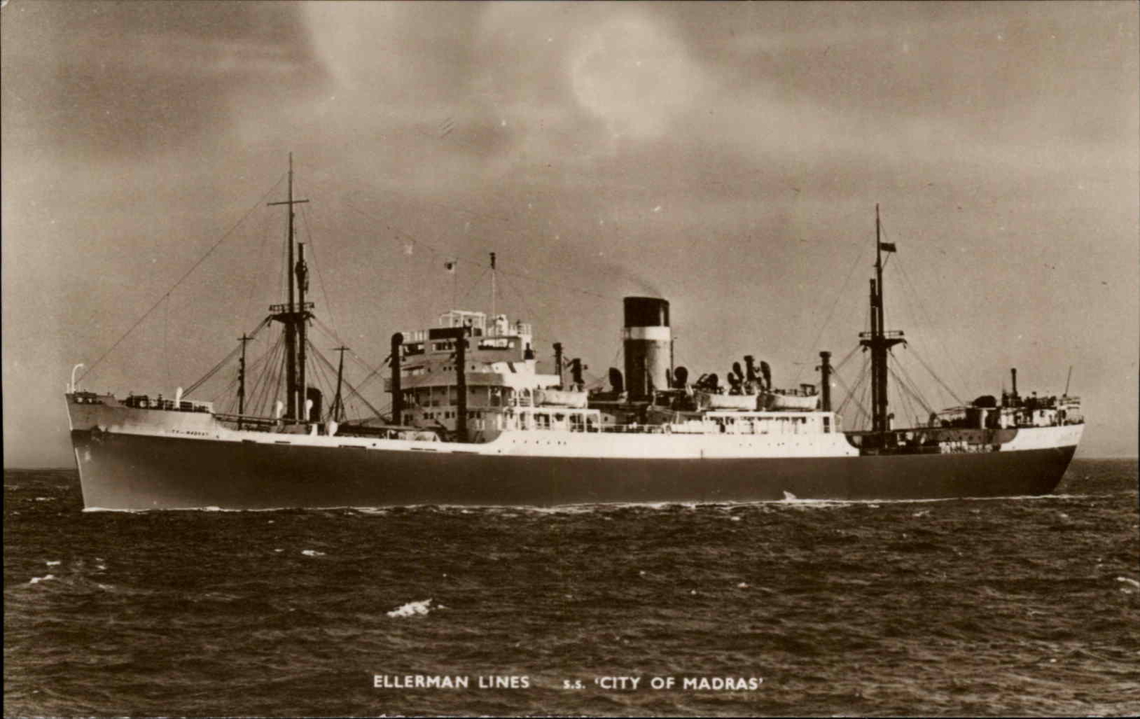 Steamship Ship SS CITY OF MADRAS Postcard