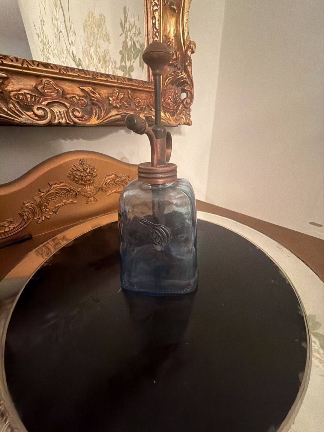 Vintage Blue Glass Plant Mister Spray Bottle