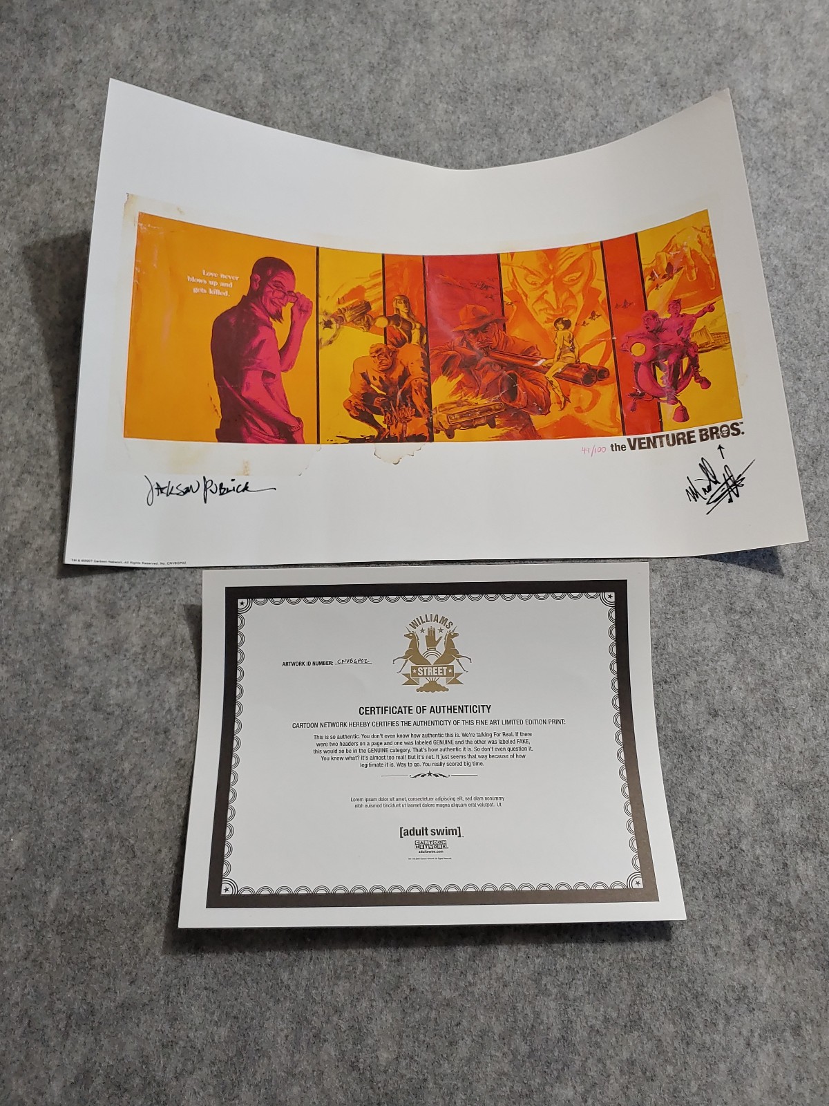 Rare Signed # Season 2 DVD Print  Venture Bros Limited Edition # 49/100 w COA