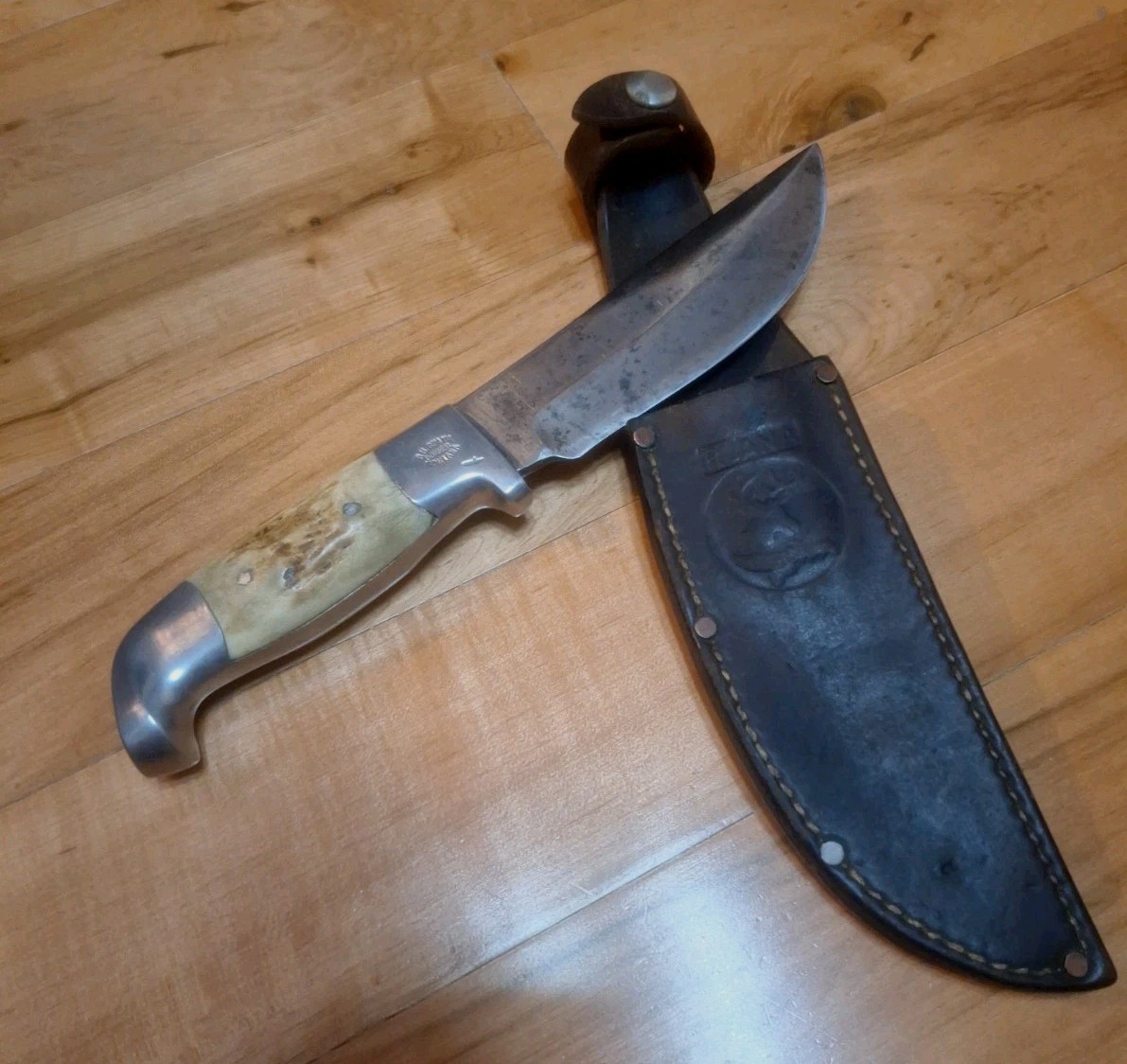 VNTG RUDY RUANA MADE R.H. RUANA 15C LITTLE KNIFE STAMP 1944-62 W/ ORG SHEATH LOA