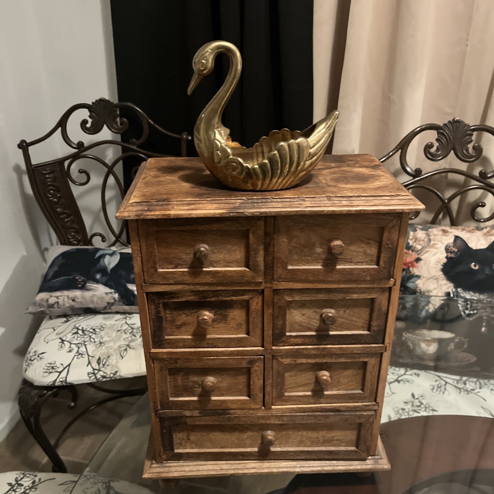 Vintage Rustic wooden apothecary chest with seven drawers 16x 13x6.5 Vintage Rustic wooden apothecary chest with seven drawers 16x 13x6.5