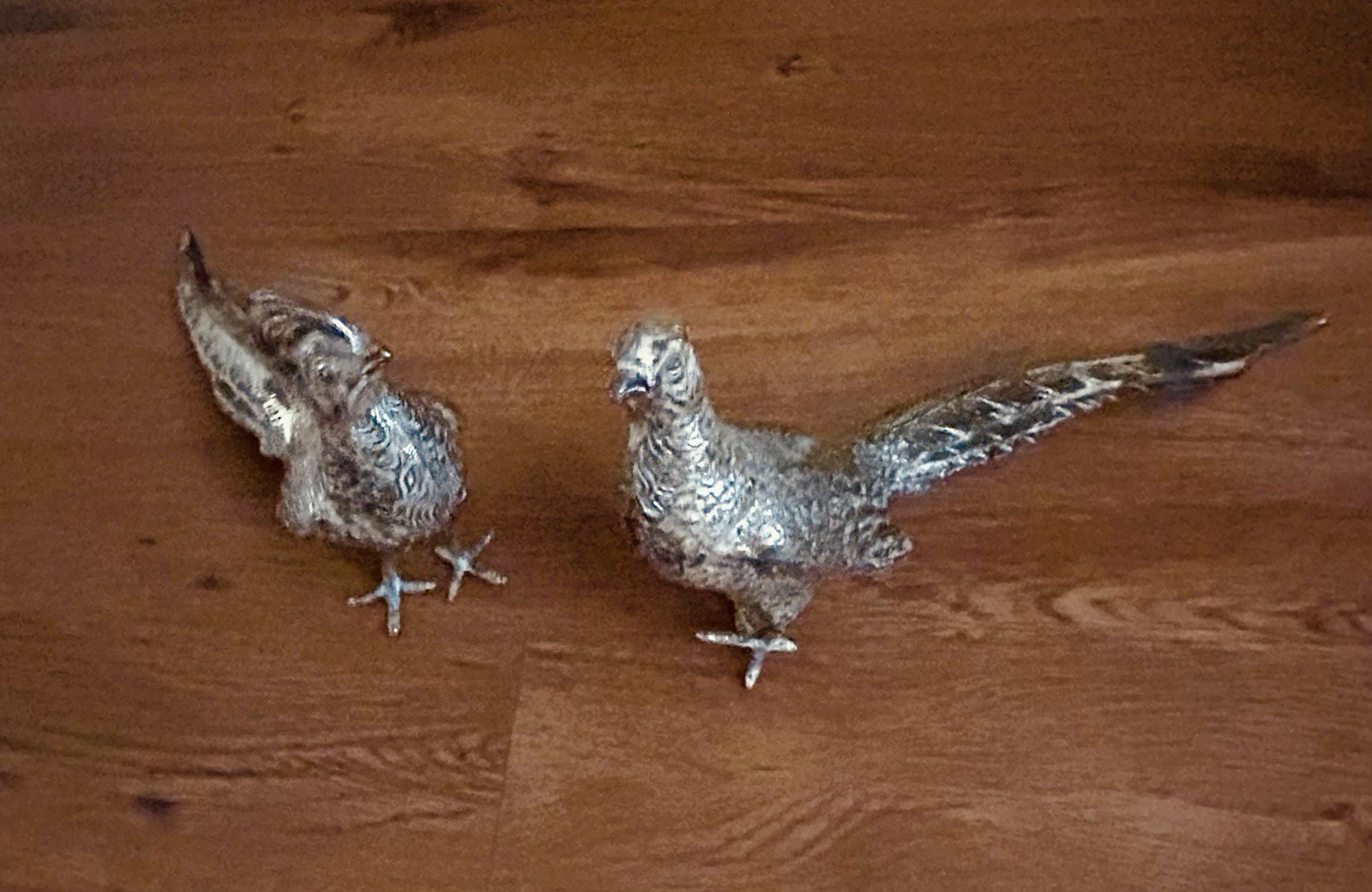 Vintage Weidlich Brothers WB Mfg Co Silver Plated Pheasant Figurines Pair 2275
