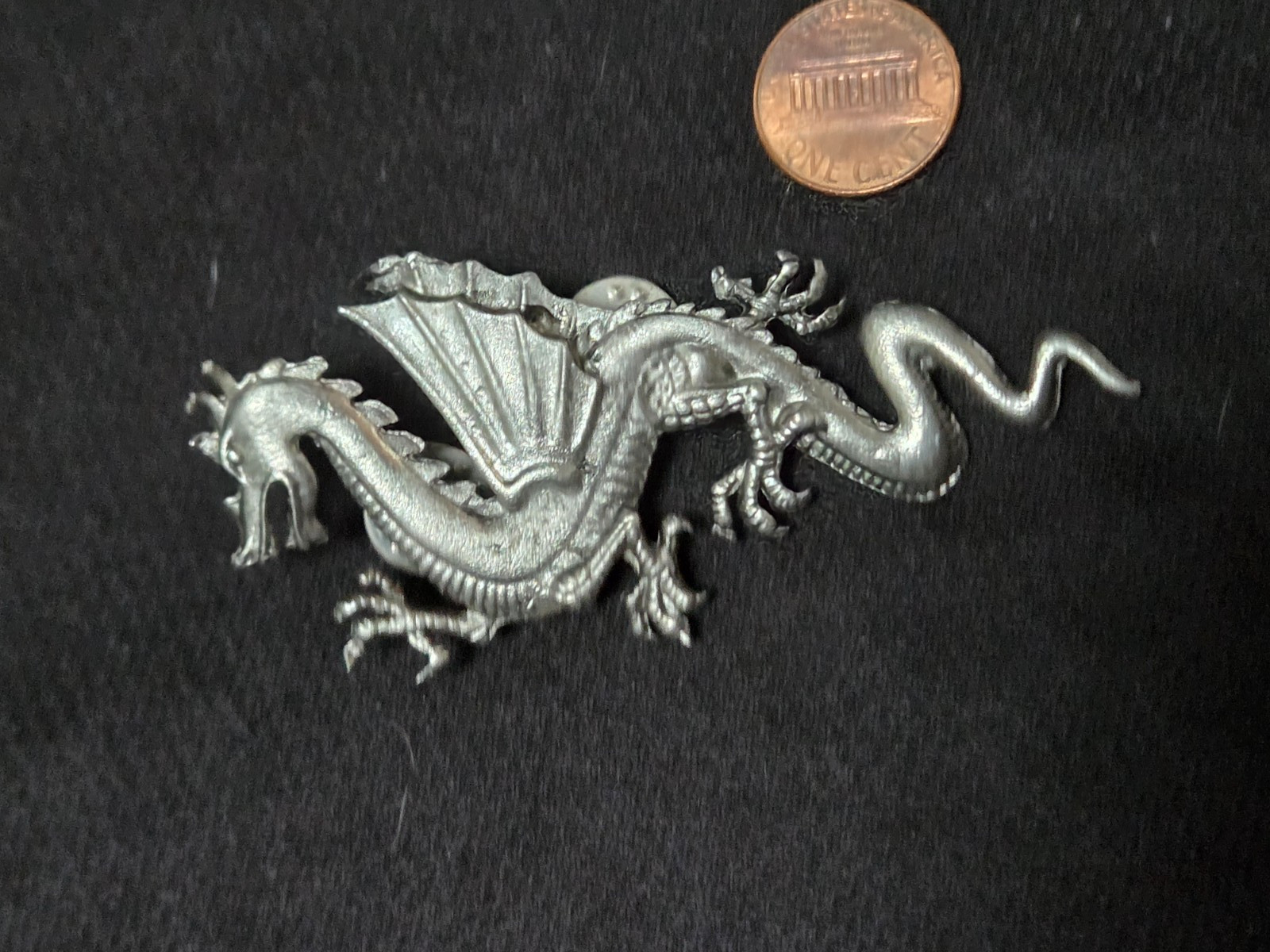 Vintage Pewter Mythical Dragon Fantasy Lapel Hat Brooch Vintage Pewter Mythical Dragon Fantasy Lapel Hat Brooch