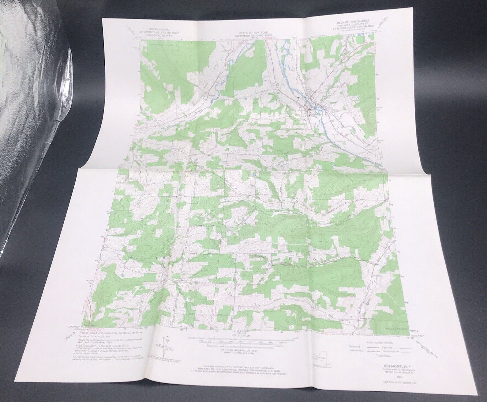 1965 Belmont NY Quadrangle Geological Survey Topographical Map 22