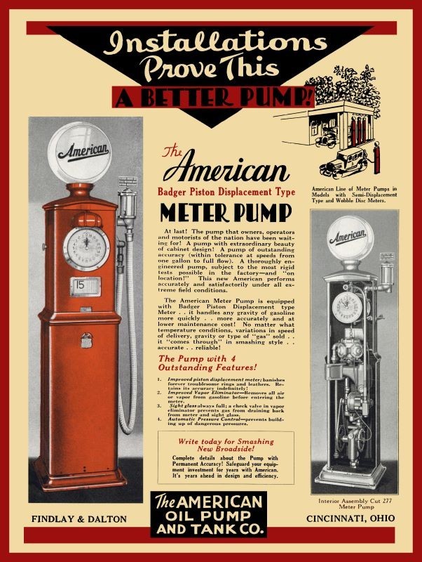 1932 American Oil Pump & Tank Co. Gas Pumps NEW METAL SIGN: 12x16 Ships Free