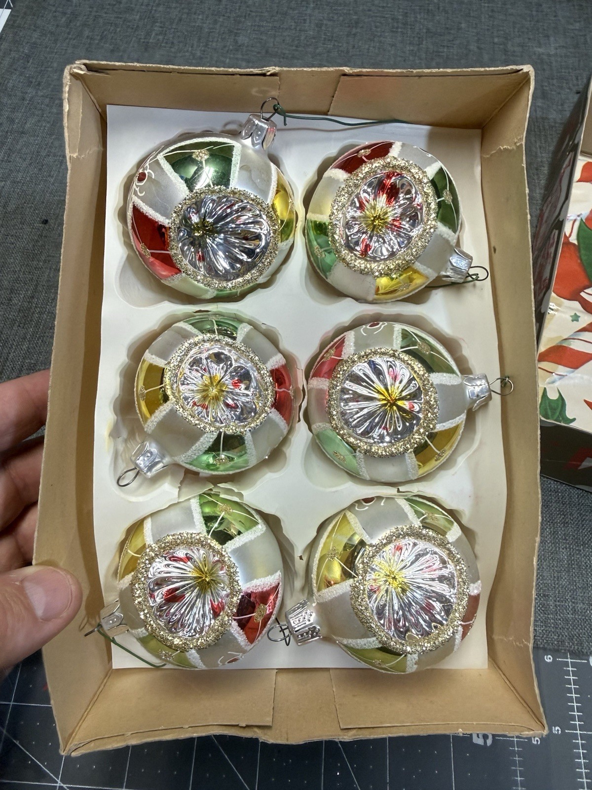 lot of 6 vintage glass ornaments #5 lot of 6 vintage glass ornaments #5