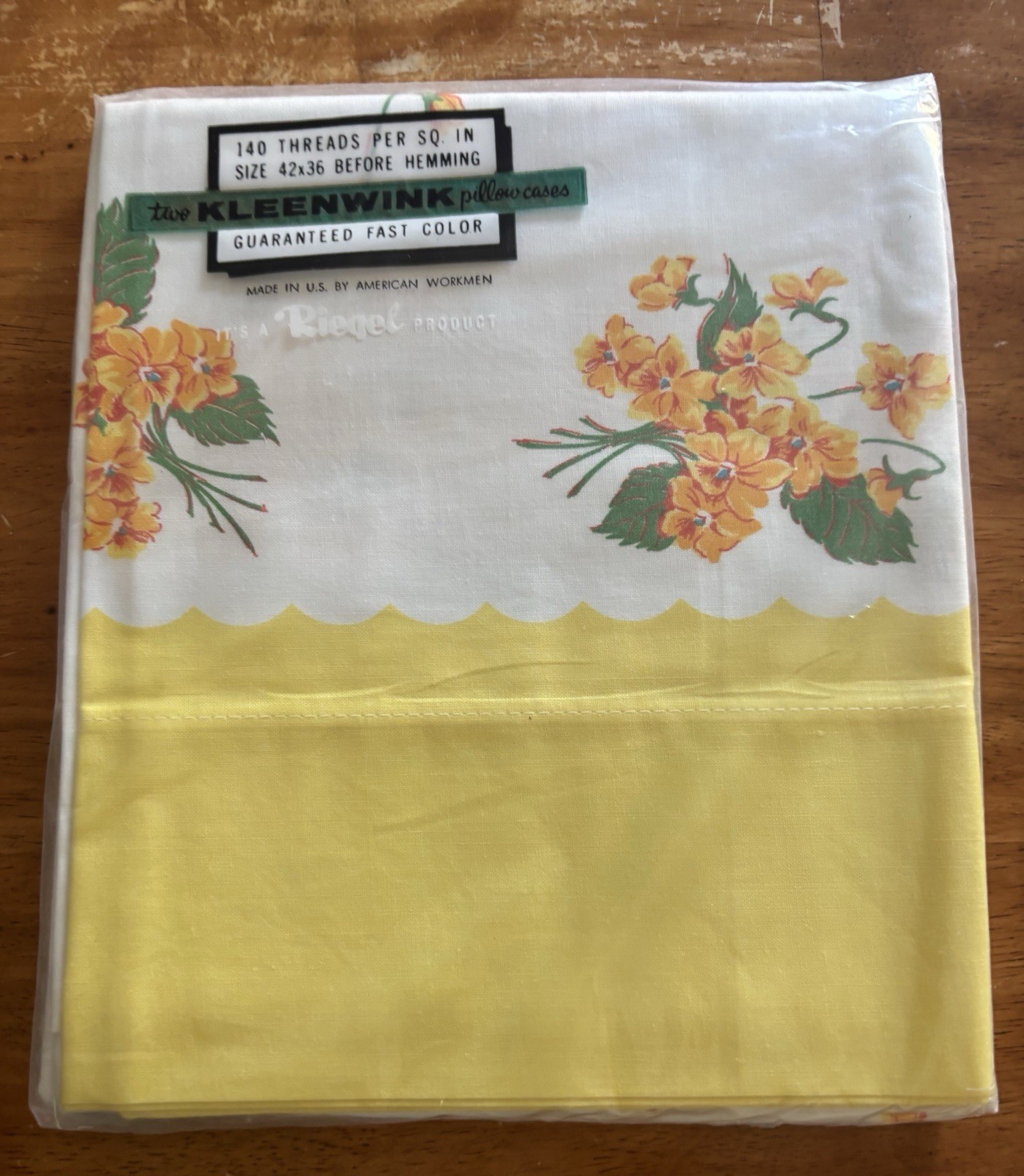 Vintage 2 PILLOW CASE Set NOS Yellow Floral Reigel Kleenwink 3 Sets Avail Vintage 2 PILLOW CASE Set NOS Yellow Floral Reigel Kleenwink 3 Sets Avail