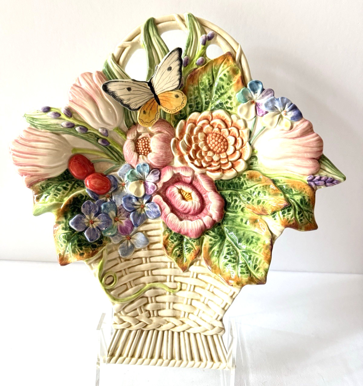 Fitz and Floyd Old World Rabbits Flower Basket Canape Display Plate