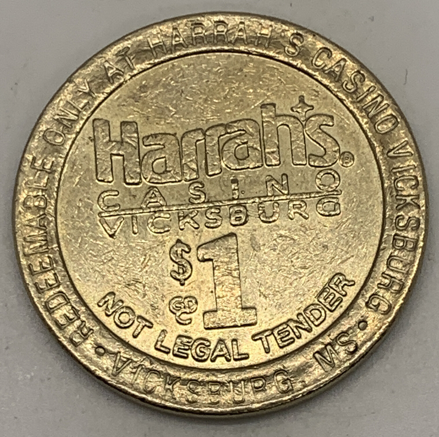 Harrah’s Casino Vicksburg - $1 Slot Gaming Token - Vicksburg MS