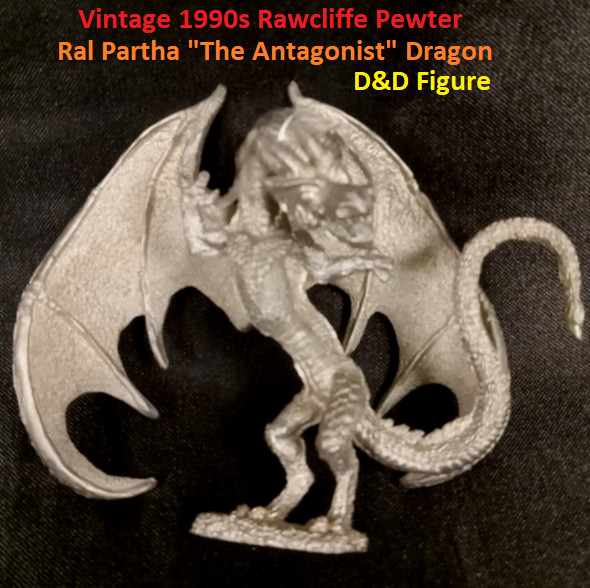 Vintage 1990s Rawcliffe Pewter Ral Partha The Antagonist Dragon Figure D&D USA