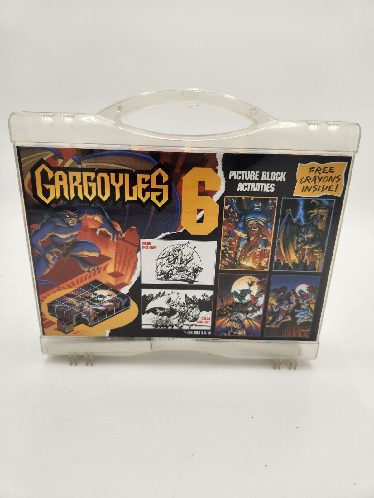 New Sealed 1995 Gargoyles RoseArt Activity Case Picture Block Activities, Color