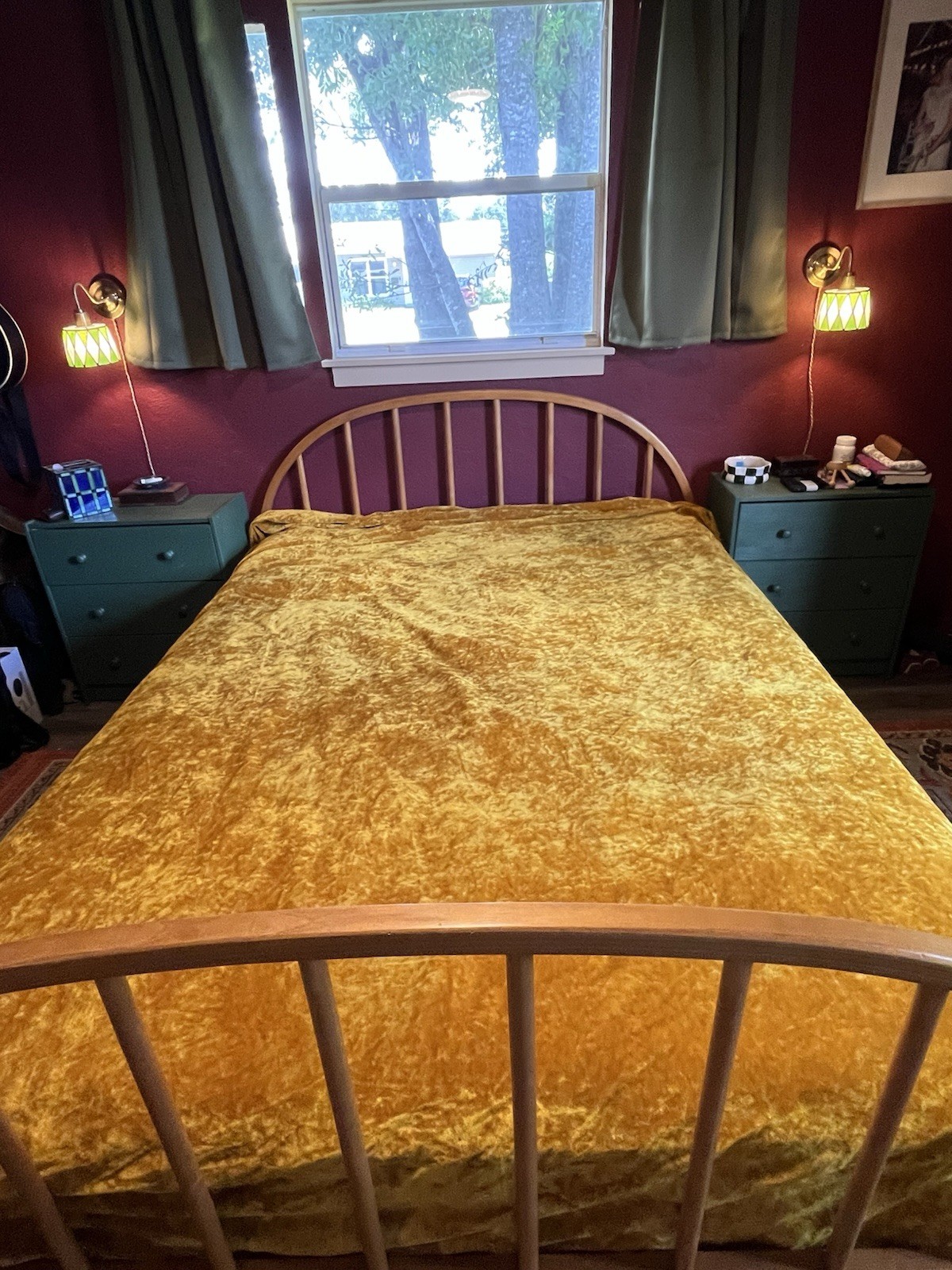 Vintage 1970s Sears Mustard Yellow Crushed Velvet Coverlet Bedspread Queen/King Vintage 1970s Sears Mustard Yellow Crushed Velvet Coverlet Bedspread Queen/King