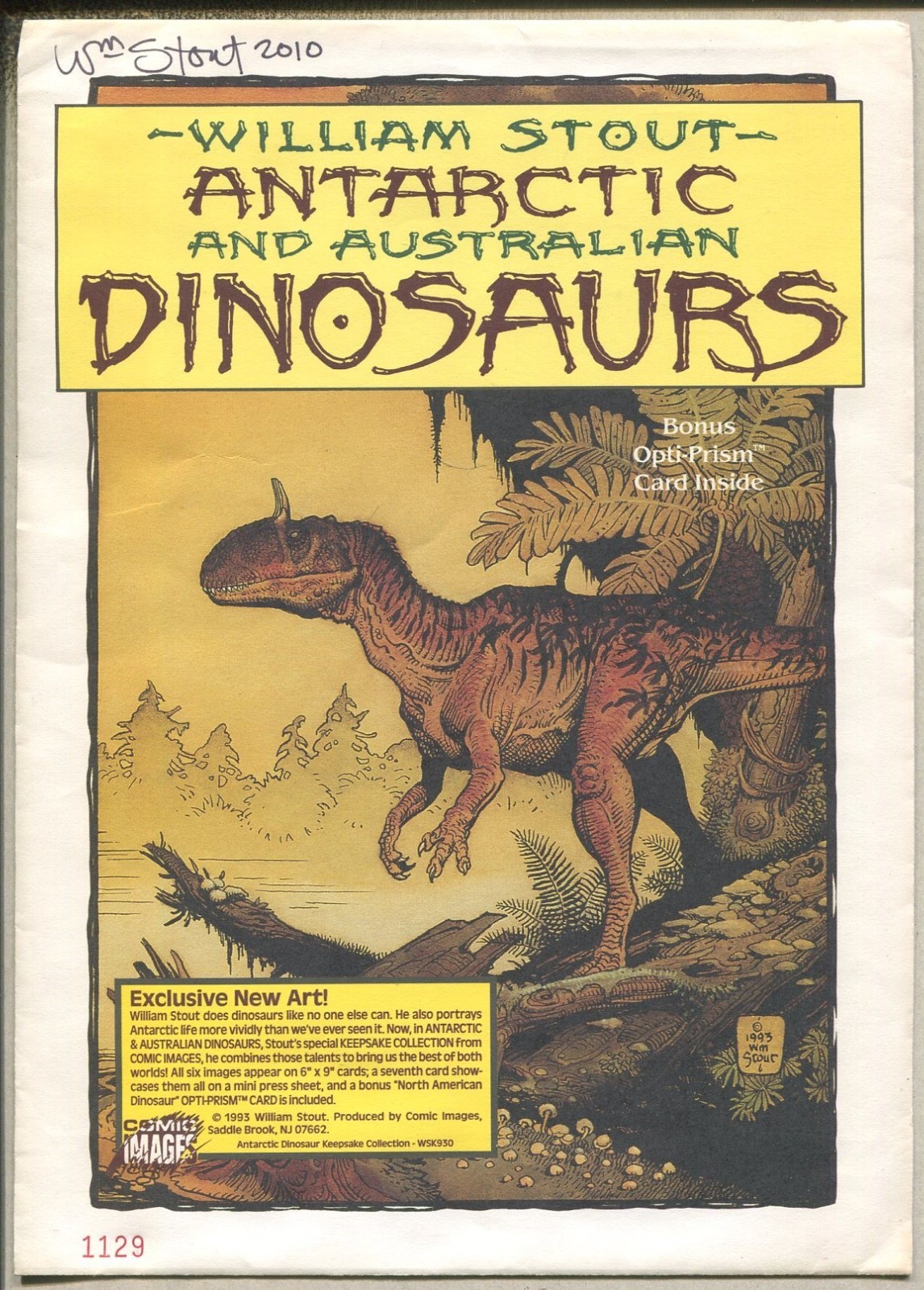 William Stout Signed #1129 Antarctic And Australian Dinosaurs Envelope Only GN61