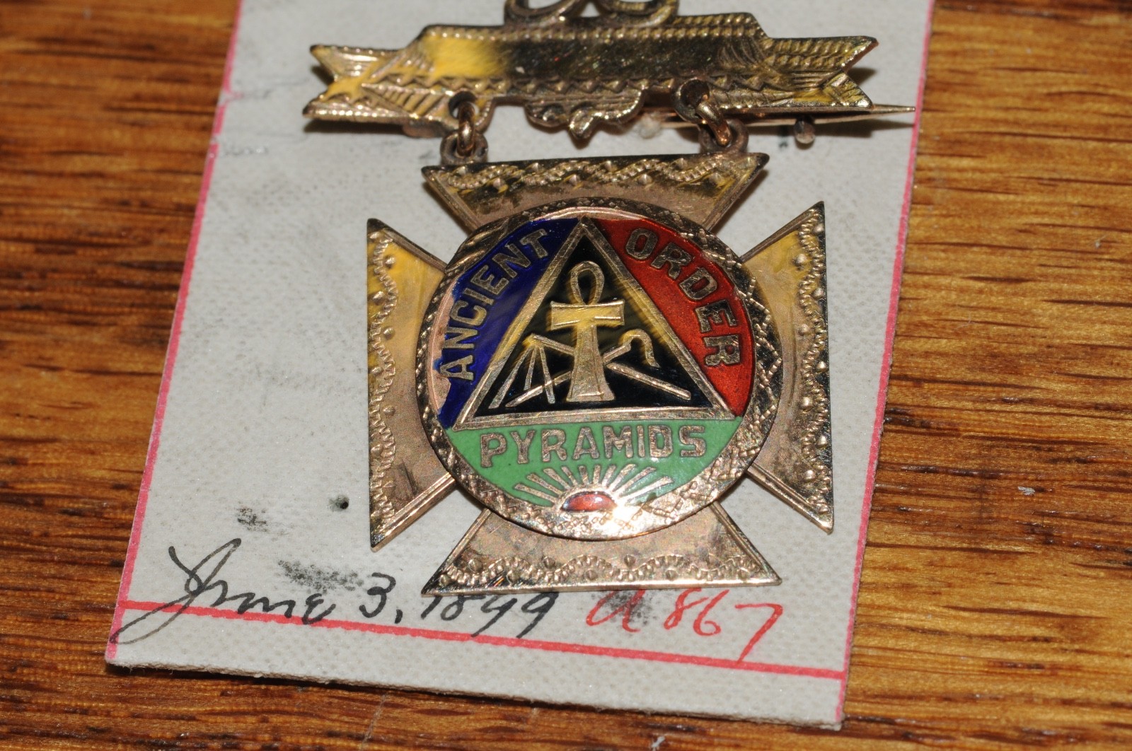 Ancient Order Pyramids  Fraternal Organization Pin Gold Filled 1899 Historical**
