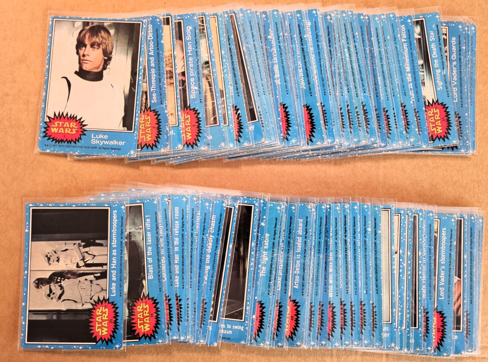 1977 Topps Star Wars Blue Series 1 Complete Set 1-66 Luke Skywalker Han Vader 1977 Topps Star Wars Blue Series 1 Complete Set 1-66 Luke Skywalker Han Vader