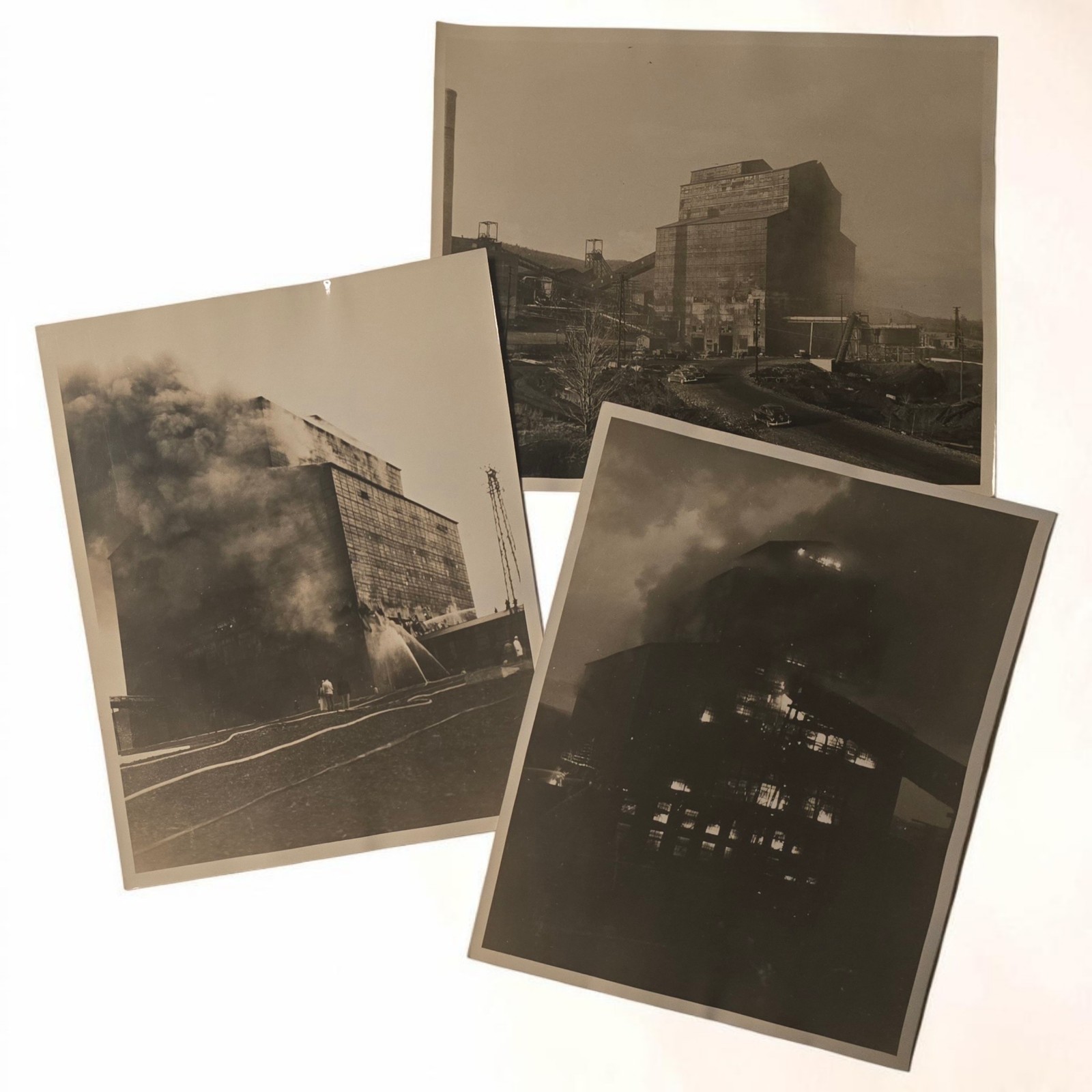 3 Vintage Coal Breaker Colliery Fire Photographs 1940s Northeastern PA 8X10