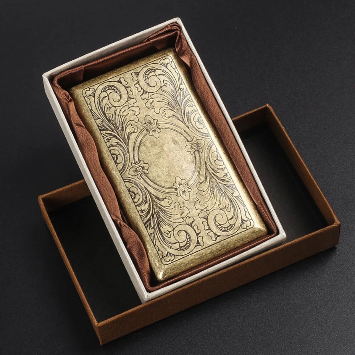 Retro Bronze Metal Cigarette Case Holder Box For King Size /20\'s Cigarettes US🧡