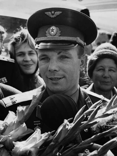 Youri Gagarin The First Man To Travel In Space On The Sixties Old Photo