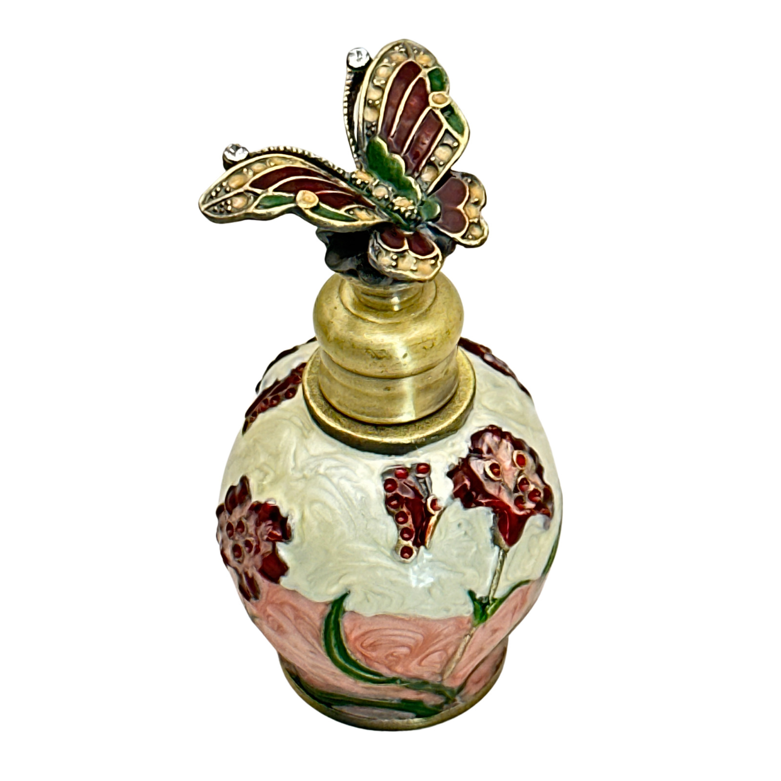 Evenchae Butterfly & Flowers Glass Perfume Bottle, 6 ml, Empty - w/Gift Bag