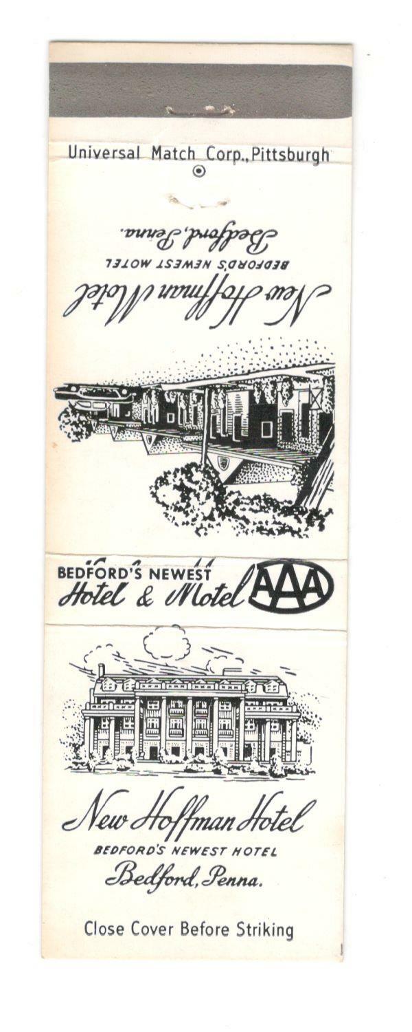 Hoffman Motel Bedford Pennsylvania Vintage Matchbook Cover JM27