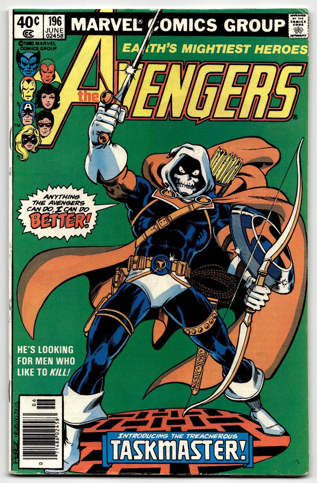 Avengers #196 Marvel 1st Appearance Taskmaster Bronze Age 1980
