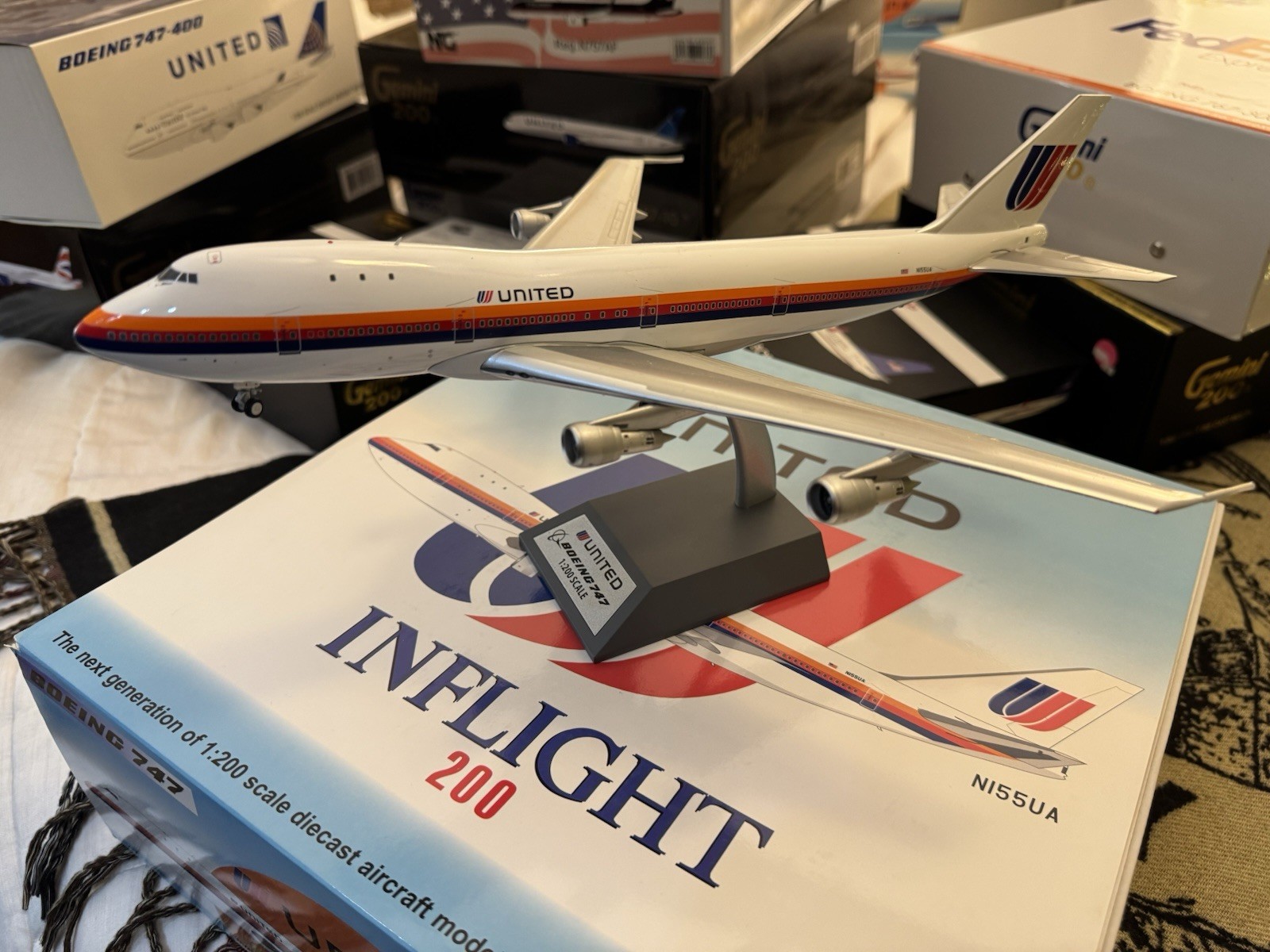 United Airlines 747-100 N155UA Inflight200 1:200 Model United Airlines 747-100 N155UA Inflight200 1:200 Model