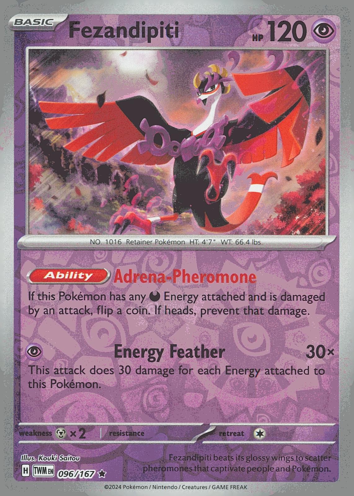 FEZANDIPITI R REVERSE HOLO 096/167 TWILIGHT MASQUERADE POKEMON NM/M