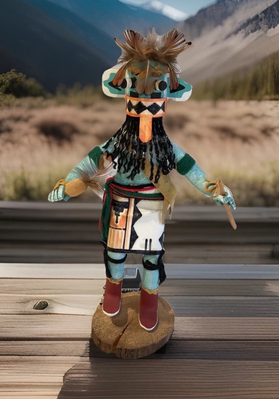 Vintage Hopi Kachina Doll Native-Style Wooden Figure 10.5 In Signed By Whipper
