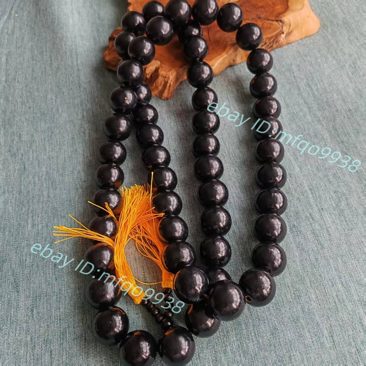 30mm Large Round Black 54Beads  Buddhist Mala Necklace Tassel Meditation Rosary
