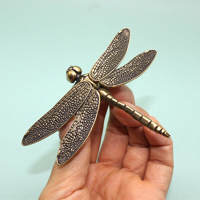 Tabletop Figurine Brass Dragonfly Animal Statue Small Sculpture Gifts