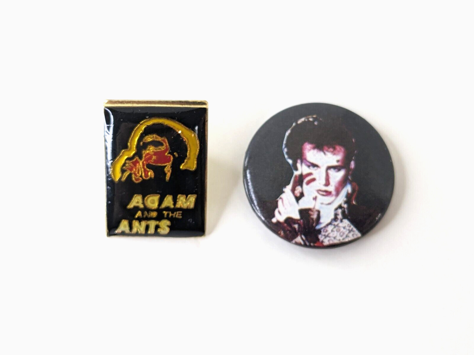 Vintage Adam Ant Pins from 80\'s Enamel Lapel Hat Tac Lot of 2 