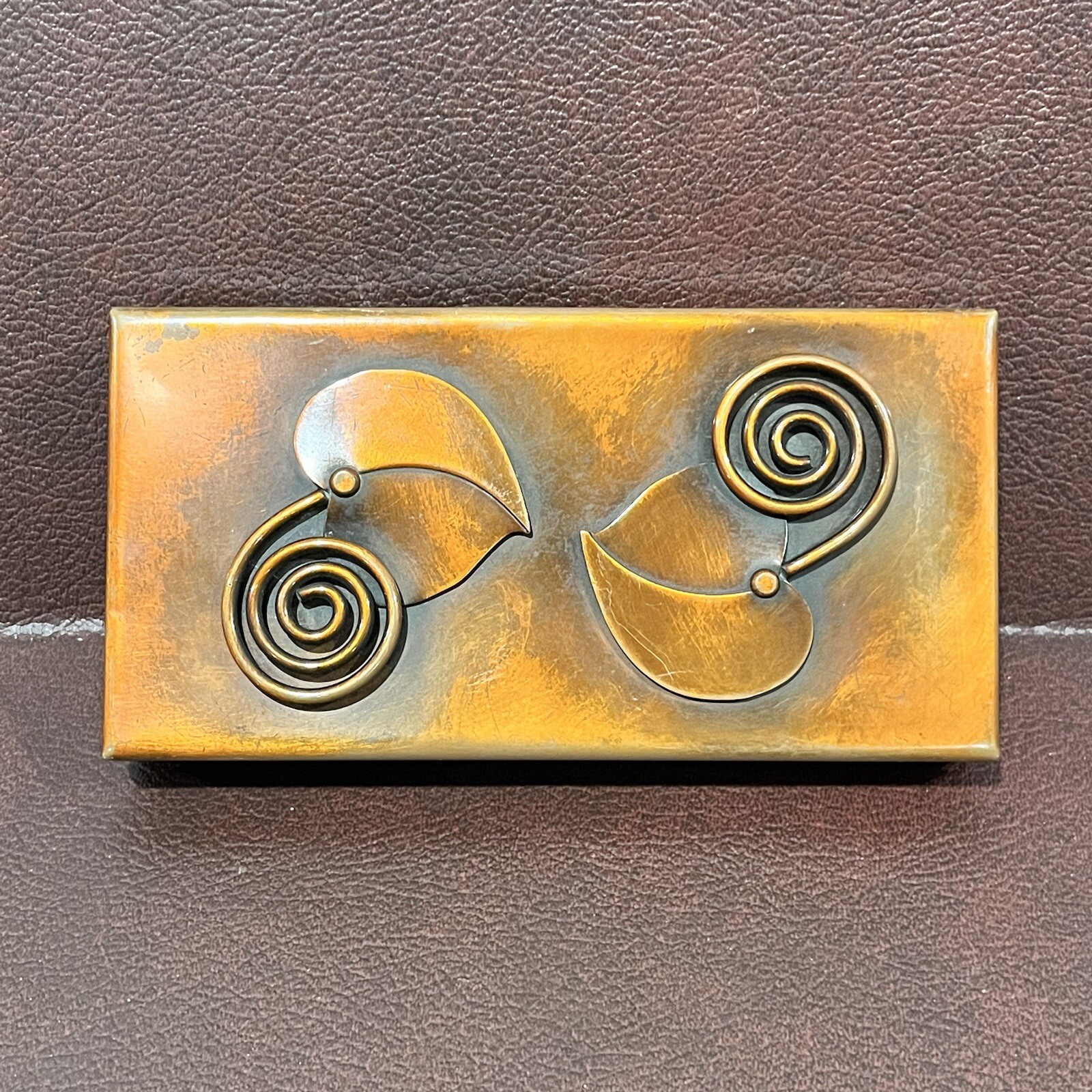Francisco Rebajes Copper Trinket Box Hearts & Leaves