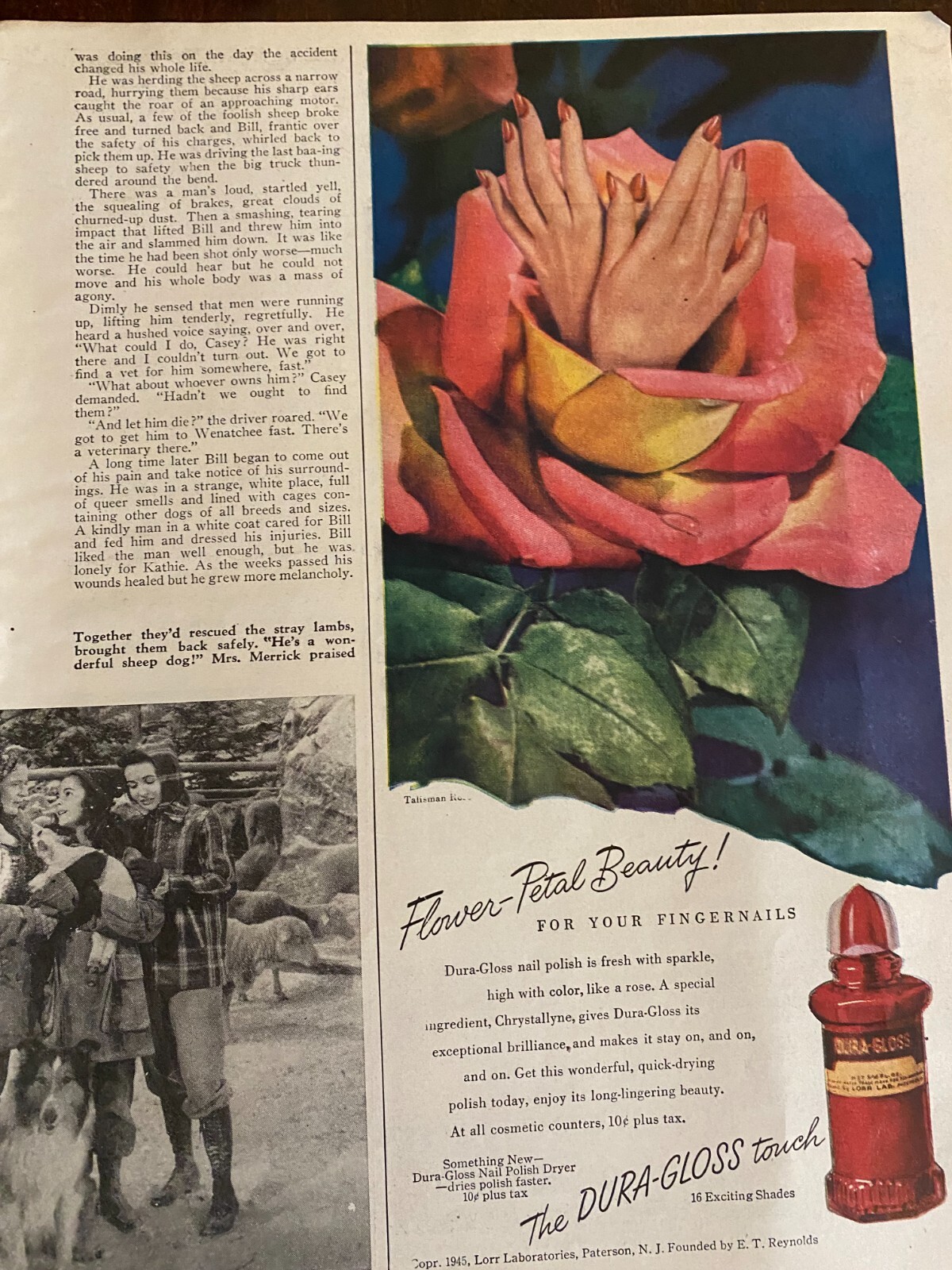 Dura Gloss Nail Polish, Dura-Gloss, Vintage Print Ad, a Dura Gloss Nail Polish, Dura-Gloss, Vintage Print Ad, a