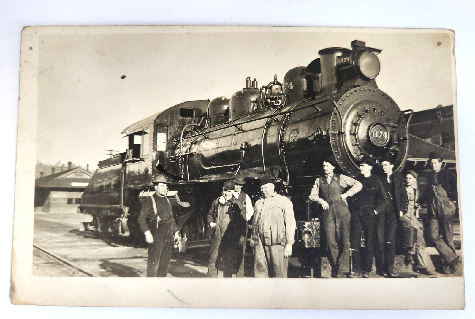 RPPC Southern Pacific Railroad Locomotive 1174 Roseburg Oregon Depot Early 1900s
