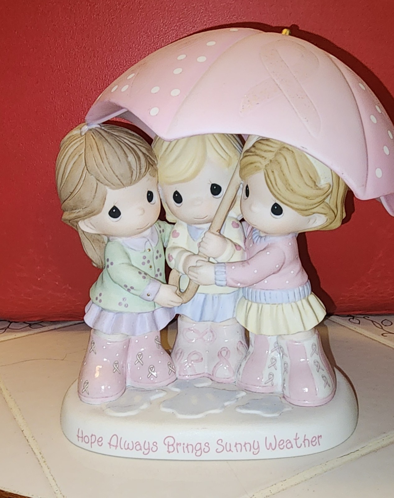 *RARE*Precious Moments Breast Cancer Awareness Hope Always Brings Sunny Weather 