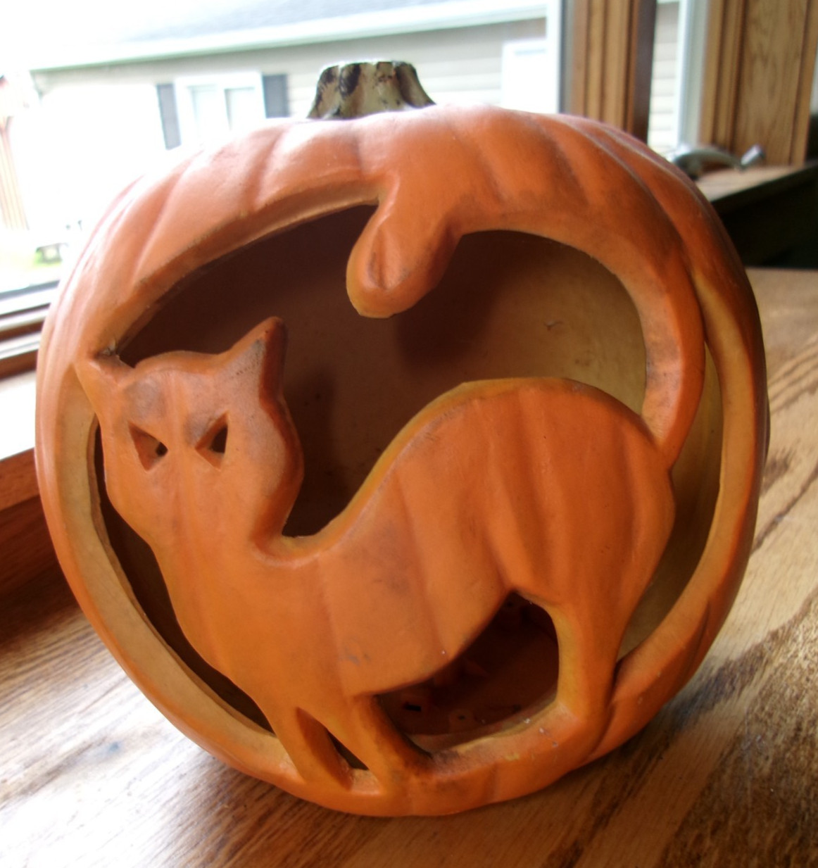 Vtg 1997  Gemmy  Light Up Jack O Lantern Pumpkin BLACK CAT  Blow Mold