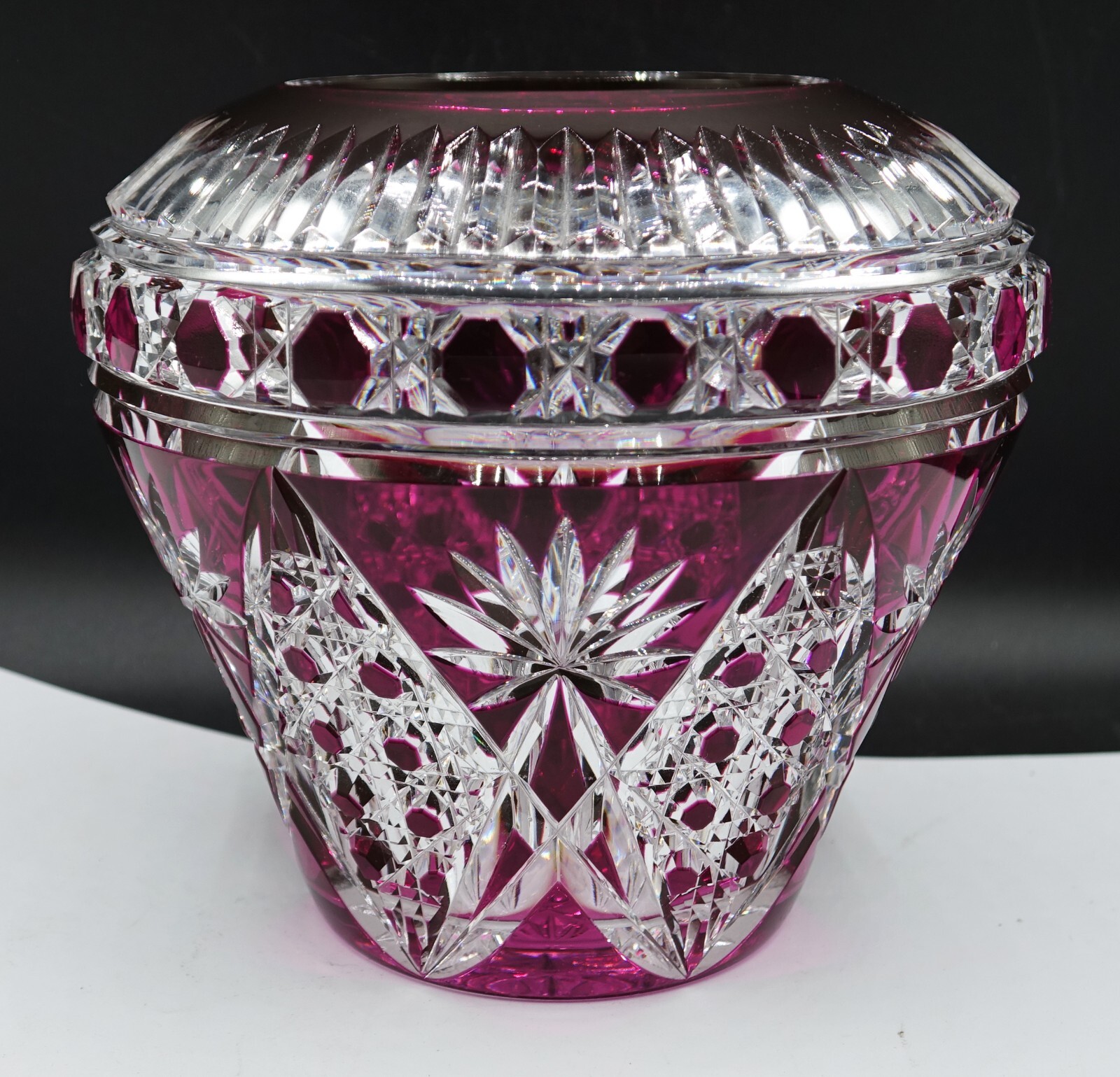 WONDERFUL FRENCH Baccarat Amethyst Deep Cut Crystal Flower Vase, ca 1900